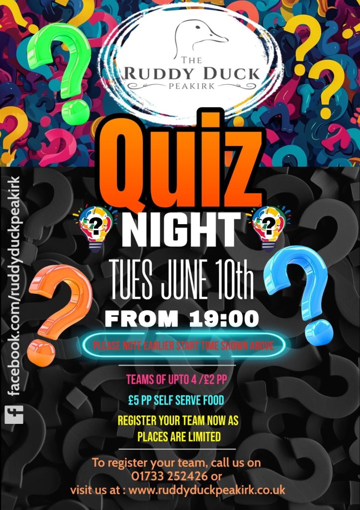 Ruddy Duck Quiz Night June 10th