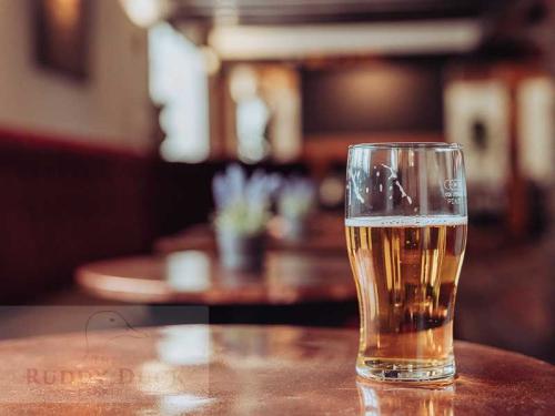 Pint of lager in the bar area at The Ruddy Duck